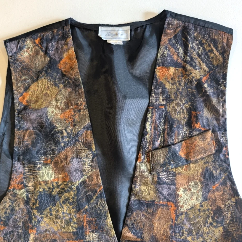 Vintage Eloquience earthy tapestry vest. Size 5/6